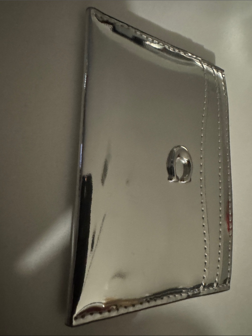 Coach Metallic Silver Card Holder with C Logo - Picture 3 of 7